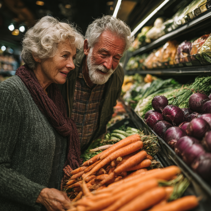 Grup de persoane în vârstă savurând o masă sănătoasă
